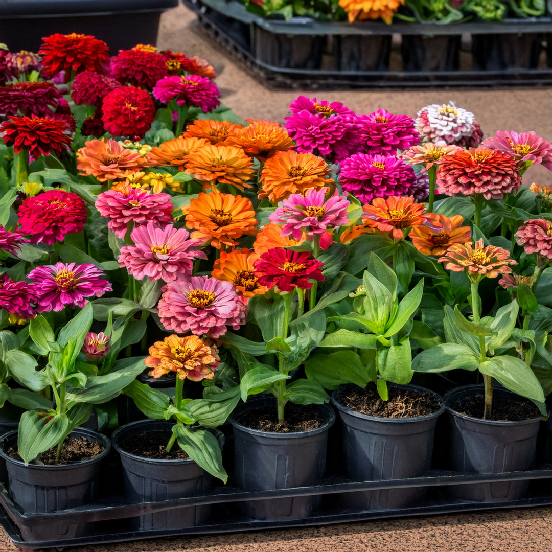 Potted Zinnias flowers